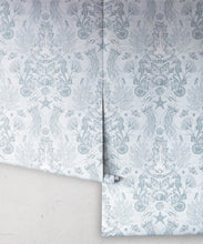 Load image into Gallery viewer, Oceania Damask Wallpaper • Sea Life Wallpaper with Seahorses, Starfish, Jellyfish • Iryna Ruggeri • Aqua • Rolls