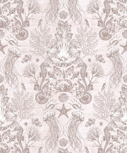 Load image into Gallery viewer, Oceania Damask Wallpaper • Sea Life Wallpaper with Seahorses, Starfish, Jellyfish • Iryna Ruggeri • Sand • Swatch