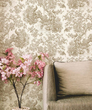 Load image into Gallery viewer, Sinharaja Wallpaper • Vintage Jungle Toile Wallpaper • Ochre • Insitu