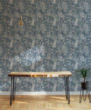 Load image into Gallery viewer, Woodland Friends Wallpaper • Forest Wallpaper with rabbits, hares, raccoons • Iryna Ruggeri • Arctic • Insitu