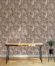 Load image into Gallery viewer, Woodland Friends Wallpaper • Forest Wallpaper with rabbits, hares, raccoons • Iryna Ruggeri • Ecru • Insitu