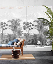 Load image into Gallery viewer, South Asian Subcontinent Wallpaper Mural •Bethany Linz • Palm Tree Mural • Black &amp; White • Panels