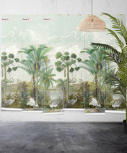 Load image into Gallery viewer, South Asian Subcontinent Wallpaper Mural •Bethany Linz • Palm Tree Mural • Blue • Panels