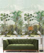 Load image into Gallery viewer, South Asian Subcontinent Wallpaper Mural •Bethany Linz • Palm Tree Mural • Blue • Insitu