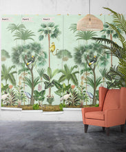 Load image into Gallery viewer, Indian Summer Wallpaper Mural •Bethany Linz • Palm Tree Mural • Blue • Panels