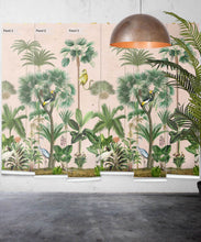 Load image into Gallery viewer, Indian Summer Wallpaper Mural •Bethany Linz • Palm Tree Mural • Pink • Panels