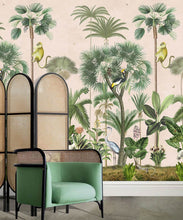 Load image into Gallery viewer, Indian Summer Wallpaper Mural •Bethany Linz • Palm Tree Mural • Pink • Insitu