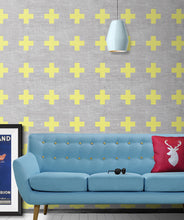 Load image into Gallery viewer, Swiss Linen Yellow is a textural gray wallpaper