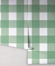 Load image into Gallery viewer, Mel's Buffalo Check Wallpaper • Green Plaid Wallpaper Rolls