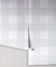 Load image into Gallery viewer, Mel's Buffalo Check Wallpaper • Gray Plaid Wallpaper Rolls