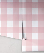 Load image into Gallery viewer, Mel's Buffalo Check Wallpaper • Pink Plaid Wallpaper Rolls