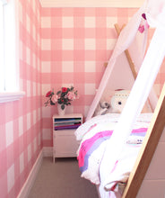 Load image into Gallery viewer, Buffalo Check Wallpaper • Little Kids Bedroom • Pink Plaid Wallpaper