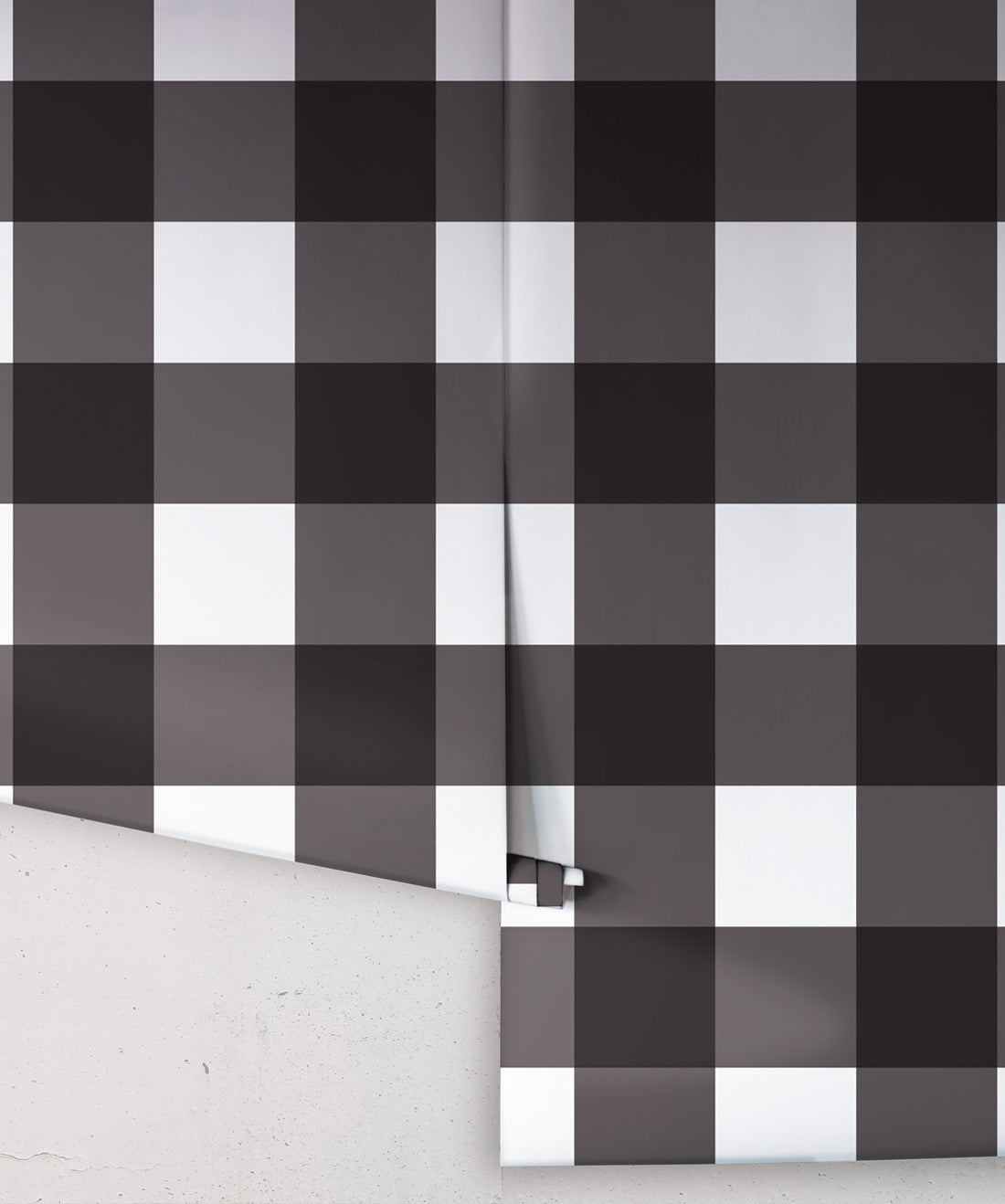 Mel's Buffalo Check Wallpaper • Black & White Plaid Wallpaper Rolls