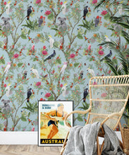 Load image into Gallery viewer, Australia Wallpaper • Cockatoos, Koalas, Parrots, Finches • Milton &amp; King USA • Aqua Wallpaper Insitu
