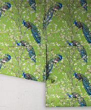 Load image into Gallery viewer, Almond Blossom Wallpaper • Chinoiserie Wallpaper • Wallpaper with Peacocks • Green Chartreause Wallpaper • Rolls
