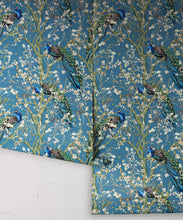 Load image into Gallery viewer, Almond Blossom Wallpaper • Chinoiserie Wallpaper • Wallpaper with Peacocks • Royal Blue Wallpaper • Rolls