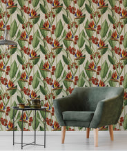 Load image into Gallery viewer, Birds Of Paradise in Canvas is a large scale floral wallpaper