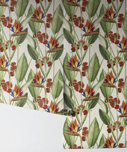 Load image into Gallery viewer, Birds Of Paradise in Canvas is a large scale floral wallpaper