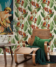 Load image into Gallery viewer, Birds Of Paradise in Canvas is a large scale floral wallpaper