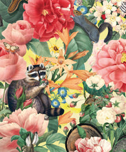 Load image into Gallery viewer, Bush Bouquet Spring Wallpaper • Lemon Colored Wallpaper • Assorted Color and Multi-color wallpaper • Floral Wallpaper • Wallpaper With Forest Animals • Swatch