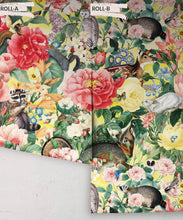 Load image into Gallery viewer, Bush Bouquet Spring Wallpaper • Lemon Colored Wallpaper • Assorted Color and Multi-color wallpaper • Floral Wallpaper • Wallpaper With Forest Animals • Rolls