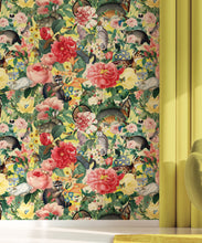 Load image into Gallery viewer, Bush Bouquet Spring Wallpaper • Lemon Colored Wallpaper • Assorted Color and Multi-color wallpaper • Floral Wallpaper • Wallpaper With Forest Animals • Insitu