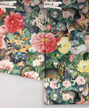 Load image into Gallery viewer, Bush Bouquet Spring Wallpaper • Nightfall Colored Wallpaper • Assorted Color and Multi-color wallpaper • Floral Wallpaper • Wallpaper With Forest Animals • Rolls