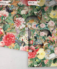 Load image into Gallery viewer, Bush Bouquet Spring Wallpaper • Brown Oak Colored Wallpaper • Assorted Color and Multi-color wallpaper • Floral Wallpaper • Wallpaper With Forest Animals • Rolls