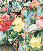 Load image into Gallery viewer, Bush Bouquet Spring Wallpaper • Blue Sky Colored Wallpaper • Assorted Color and Multi-color wallpaper • Floral Wallpaper • Wallpaper With Forest Animals • Swatch