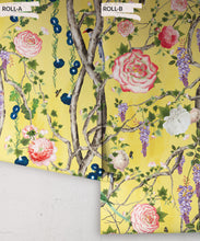 Load image into Gallery viewer, Empress Wallpaper • Romantic Wallpaper • Floral Wallpaper • Chinoiserie Wallpaper • Yellow color wallpaper rolls • Honey