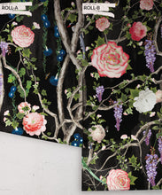 Load image into Gallery viewer, Empress Wallpaper • Romantic Wallpaper • Floral Wallpaper • Chinoiserie Wallpaper * Black color wallpaper rolls • Night