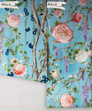 Load image into Gallery viewer, Empress Wallpaper • Romantic Wallpaper • Floral Wallpaper • Chinoiserie Wallpaper • Light Blue color wallpaper rolls• Sky