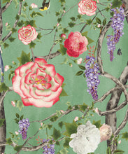 Load image into Gallery viewer, Empress Wallpaper • Romantic Wallpaper • Floral Wallpaper • Chinoiserie Wallpaper • Green color wallpaper swatch • Tea Garden