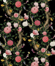 Load image into Gallery viewer, Garden Bloom in Black is a stunning chinoiserie wallpaper