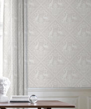 Load image into Gallery viewer, In Australia We Trust Bondi • Australian Wallpaper • Australian Coat of Arms • Milton &amp; King USA • Grey Wallpaper Insitu
