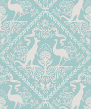 Load image into Gallery viewer, In Australia We Trust Cockatoo• Australian Wallpaper • Australian Coat of Arms • Milton &amp; King USA • Aqua Wallpaper Swatch