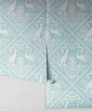 Load image into Gallery viewer, In Australia We Trust Cockatoo• Australian Wallpaper • Australian Coat of Arms • Milton &amp; King USA • Aqua Wallpaper Rolls