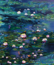 Load image into Gallery viewer, Water Lillies Wallpaper • Abstract Wallpaper • Dreamy Wallpaper • Blue Wallpaper • Swatch
