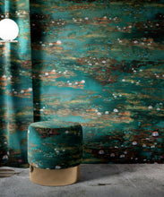 Load image into Gallery viewer, Water Lillies Wallpaper • Abstract Wallpaper • Dreamy Wallpaper • Teal Wallpaper • Insitu