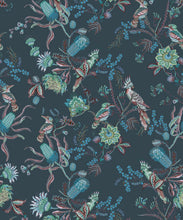 Load image into Gallery viewer, Matilda Wallpaper • Cockatoo, kookaburra • Australian Wallpaper • Milton &amp; King USA • Deep Blue Swatch