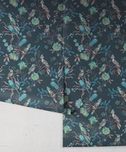 Load image into Gallery viewer, Matilda Wallpaper • Cockatoo, kookaburra • Australian Wallpaper • Milton &amp; King USA • Deep Blue Roll