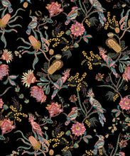 Load image into Gallery viewer, Matilda Wallpaper • Cockatoo, kookaburra • Australian Wallpaper • Milton &amp; King USA • Night Swatch