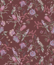 Load image into Gallery viewer, Matilda Wallpaper • Cockatoo, kookaburra • Australian Wallpaper • Milton &amp; King USA • Plum Insitu