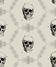 Load image into Gallery viewer, Skull &amp; Bee in Bone is a gothic wallpaper