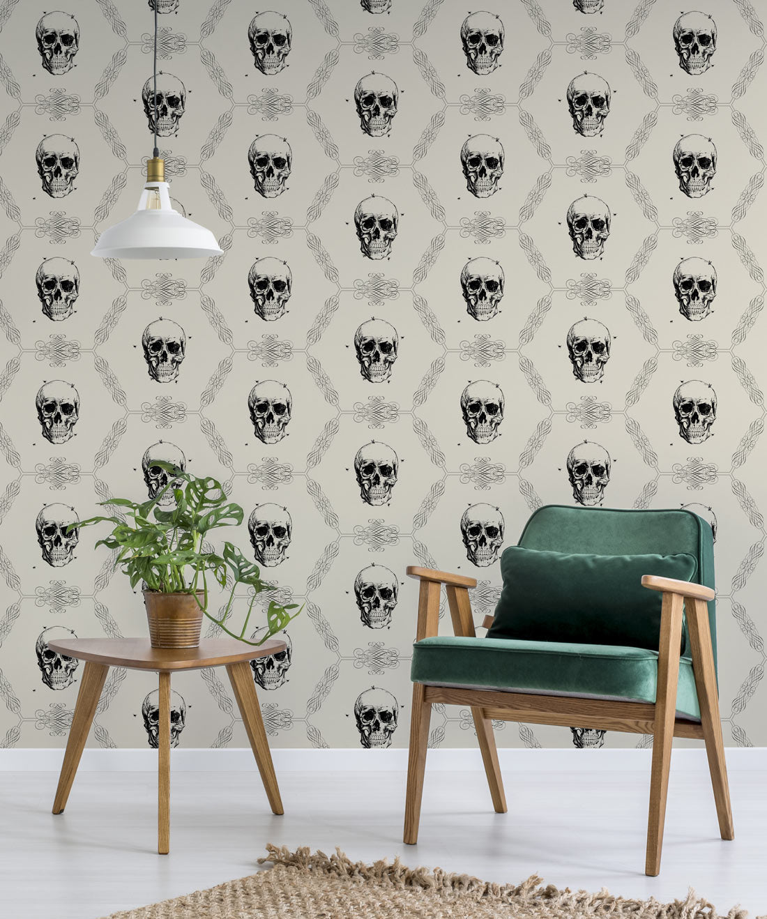 Skull & Bee in Bone is a gothic wallpaper