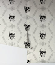 Load image into Gallery viewer, Skull &amp; Bee in Bone is a gothic wallpaper