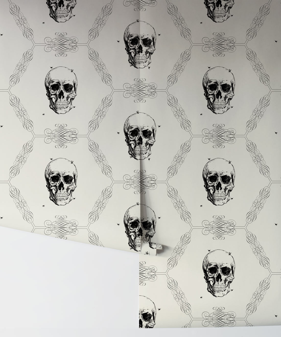 Skull & Bee in Bone is a gothic wallpaper