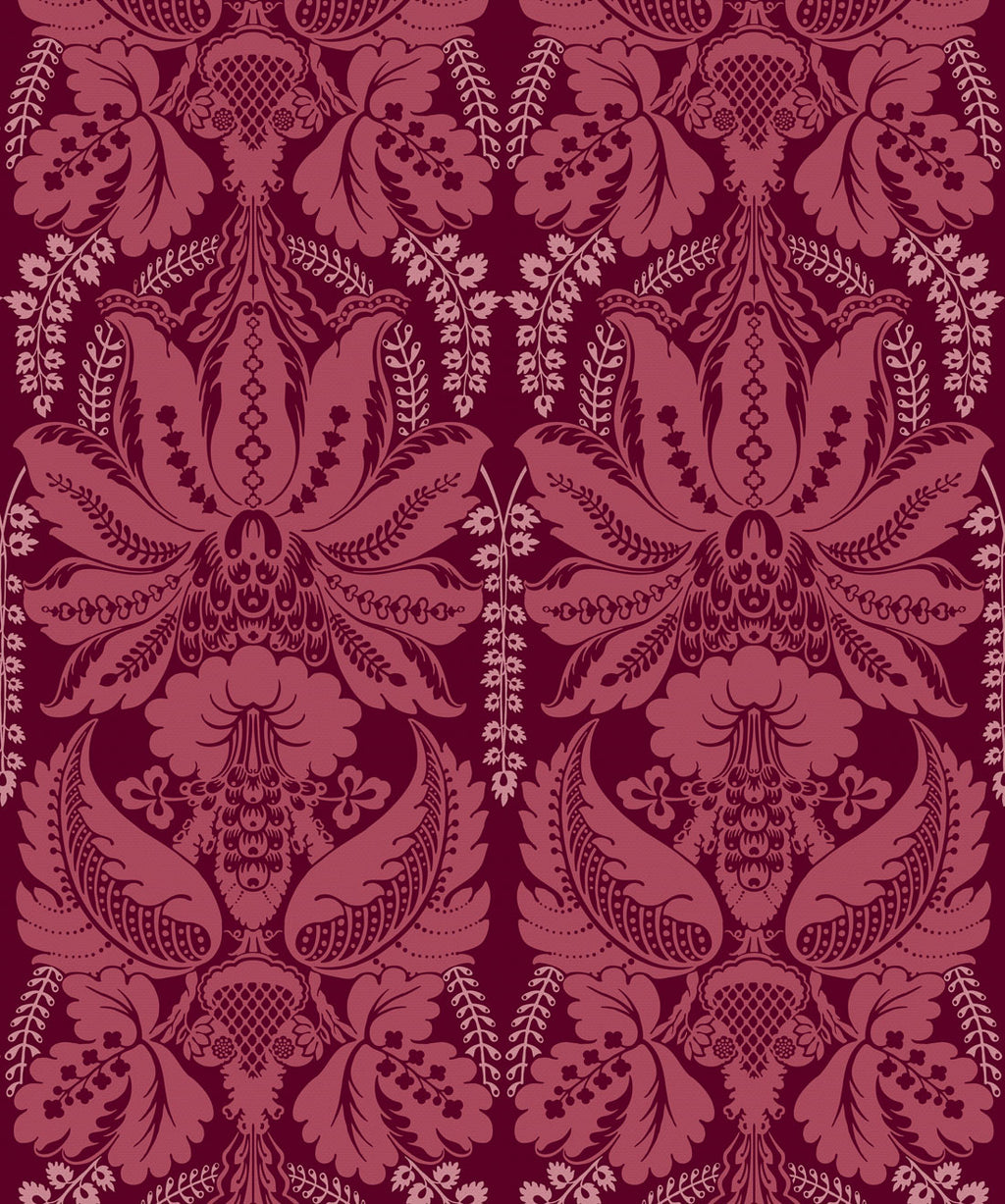 Windsor Wallpaper in Crimson is a victorian wallpaper