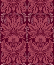 Load image into Gallery viewer, Windsor Wallpaper in Crimson is a victorian wallpaper