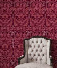 Load image into Gallery viewer, Windsor Wallpaper in Crimson is a victorian wallpaper